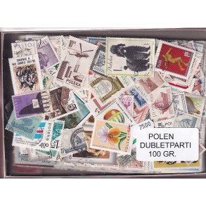 Polen Dubletparti 100 gram afvaskede frimrker.