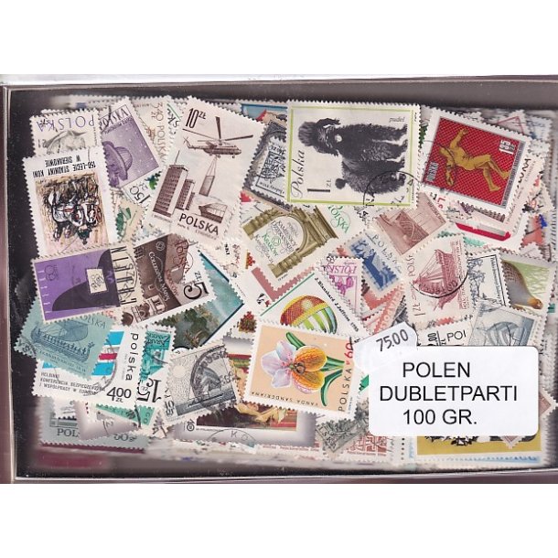 Polen Dubletparti 100 gram afvaskede frimrker.
