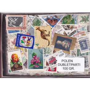 Polen Dubletparti 100 gram afvaskede frimrker.