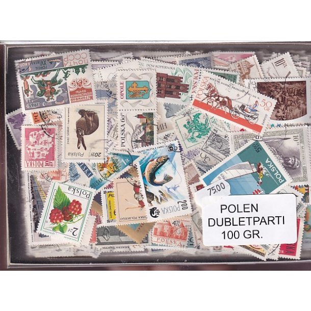 Polen Dubletparti 100 gram afvaskede frimrker.