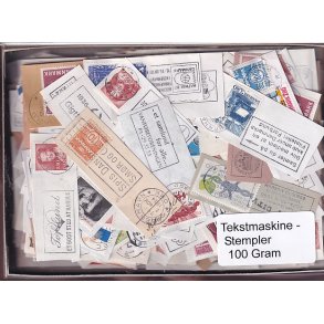 Danmark Tekstmaskinestempelafklip 100 gram.