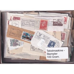 Danmark Tekstmaskinestempelafklip 100 gram.