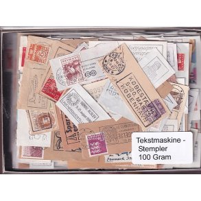 Danmark Tekstmaskinestempelafklip 100 gram.