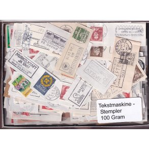 Danmark Tekstmaskinestempelafklip 100 gram.