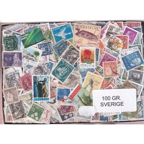 Sverige Dubletparti 100 gram afvaskede frimrker.