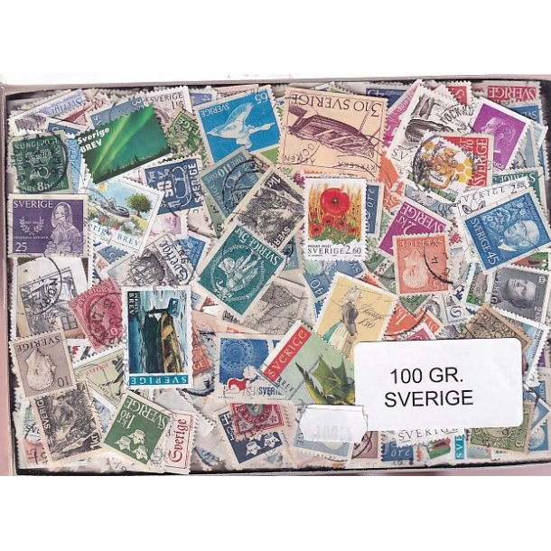 Sverige Dubletparti 100 gram afvaskede frimrker.