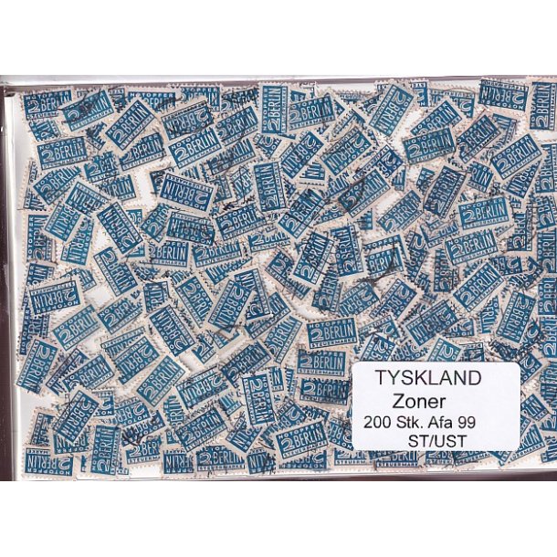 Tyskland Zoner - 200 stk. AFA nr. 99 Stemplet/ust.