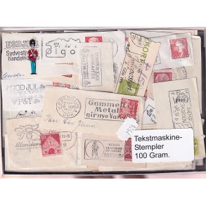 Danmark Tekstmaskinestempelafklip 100 gram.