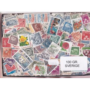 Sverige Dubletparti 100 gram afvaskede frimrker.