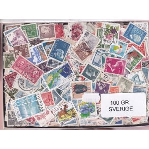 Sverige Dubletparti 100 gram afvaskede frimrker.