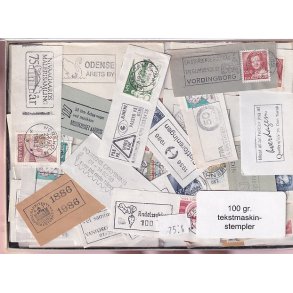 Danmark Tekstmaskinestempelafklip 100 gram.