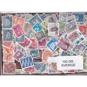 Sverige Dubletparti 100 gram afvaskede frimrker.