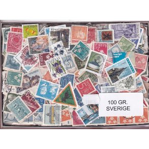 Sverige Dubletparti 100 gram afvaskede frimrker.