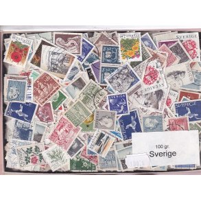 Sverige Dubletparti 100 gram afvaskede frimrker.