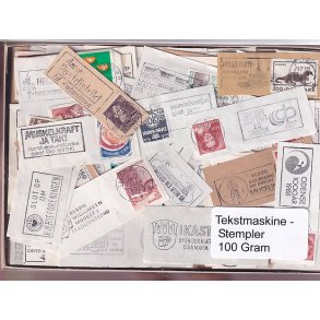 Danmark Tekstmaskinestempelafklip 100 gram.