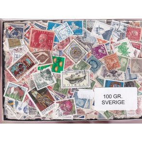 Sverige Dubletparti 100 gram afvaskede frimrker.