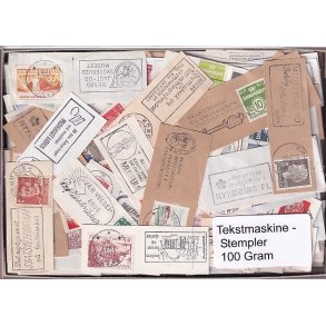 Danmark Tekstmaskinestempelafklip 100 gram.