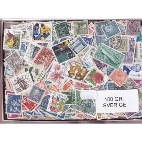 Sverige Dubletparti 100 gram afvaskede frimrker.