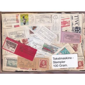 Danmark Tekstmaskinestempelafklip 100 gram.