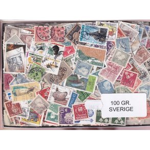 Sverige Dubletparti 100 gram afvaskede frimrker.