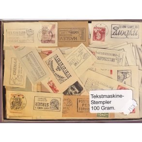 Danmark Tekstmaskinestempelafklip 100 gram.