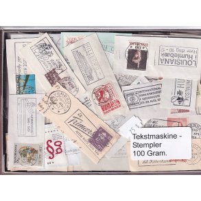 Danmark Tekstmaskinestempelafklip 100 gram.