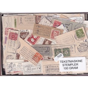 Danmark Tekstmaskinestempelafklip 100 gram.