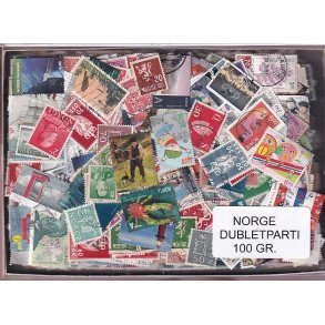 Norge Dubletparti 100 gram afvaskede frimrker.