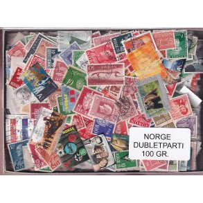 Norge Dubletparti 100 gram afvaskede frimrker.