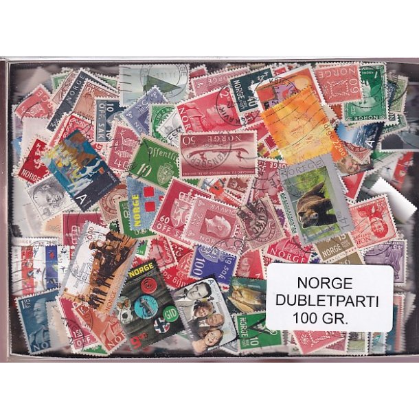 Norge Dubletparti 100 gram afvaskede frimrker.