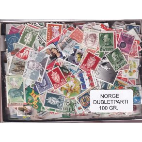 Norge Dubletparti 100 gram afvaskede frimrker.