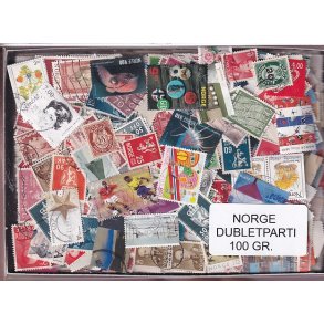 Norge Dubletparti 100 gram afvaskede frimrker.