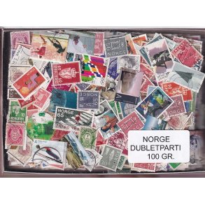 Norge Dubletparti 100 gram afvaskede frimrker.