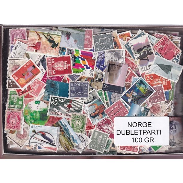 Norge Dubletparti 100 gram afvaskede frimrker.