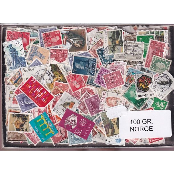 Norge Dubletparti 100 gram afvaskede frimrker.