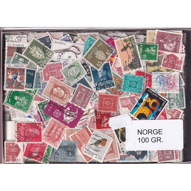 Norge Dubletparti 100 gram afvaskede frimrker.
