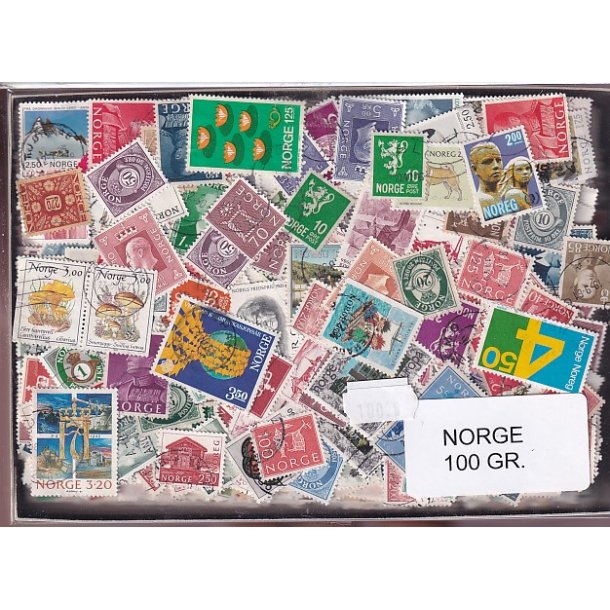 Norge Dubletparti 100 gram afvaskede frimrker.