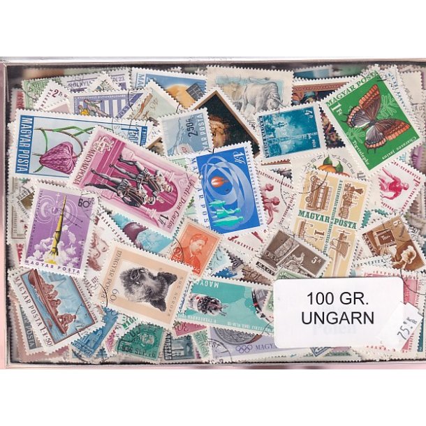 Ungarn Dubletparti 100 gram afvaskede frimrker.