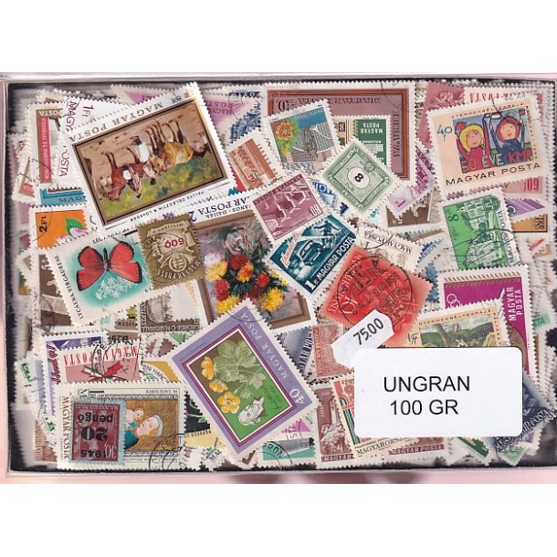 Ungarn Dubletparti 100 gram afvaskede frimrker.