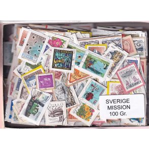 Sverige Mission - 100 g. T�t enkeltklip, mange m�rker.