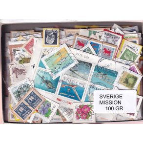 Sverige Mission - 100 g. T�t enkeltklip, mange m�rker.