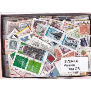 Sverige Mission - 100 g. T�t enkeltklip, mange m�rker.