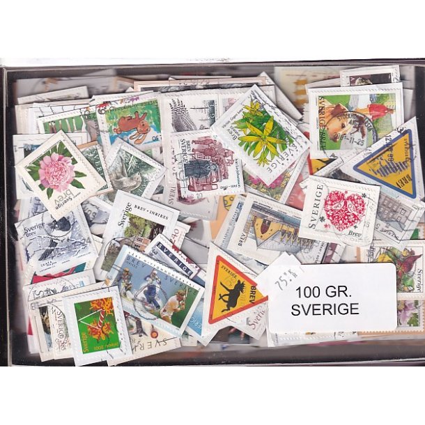 Sverige 100 g. T�t enkeltklip, mange m�rker.