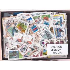 Sverige Mission - 100 g. T�t enkeltklip, mange m�rker.