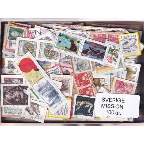 Sverige Mission - 100 g. T�t enkeltklip, mange m�rker.
