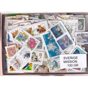 Sverige Mission - 100 g. T�t enkeltklip, mange m�rker.
