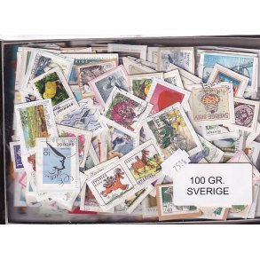Sverige 100 g. T�t enkeltklip, mange m�rker.