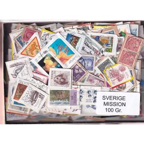 Sverige Mission - 100 g. T�t enkeltklip, mange m�rker.
