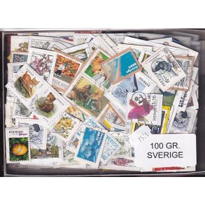 Sverige 100 g. T�t enkeltklip, mange m�rker.