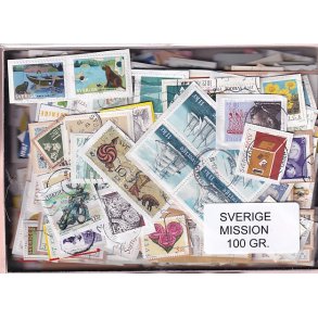 Sverige Mission - 100 g. T�t enkeltklip, mange m�rker.